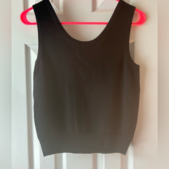 ST JOHN BASICS BLACK SANTANA KNIT SHELL TOP - Picture 1 of 3